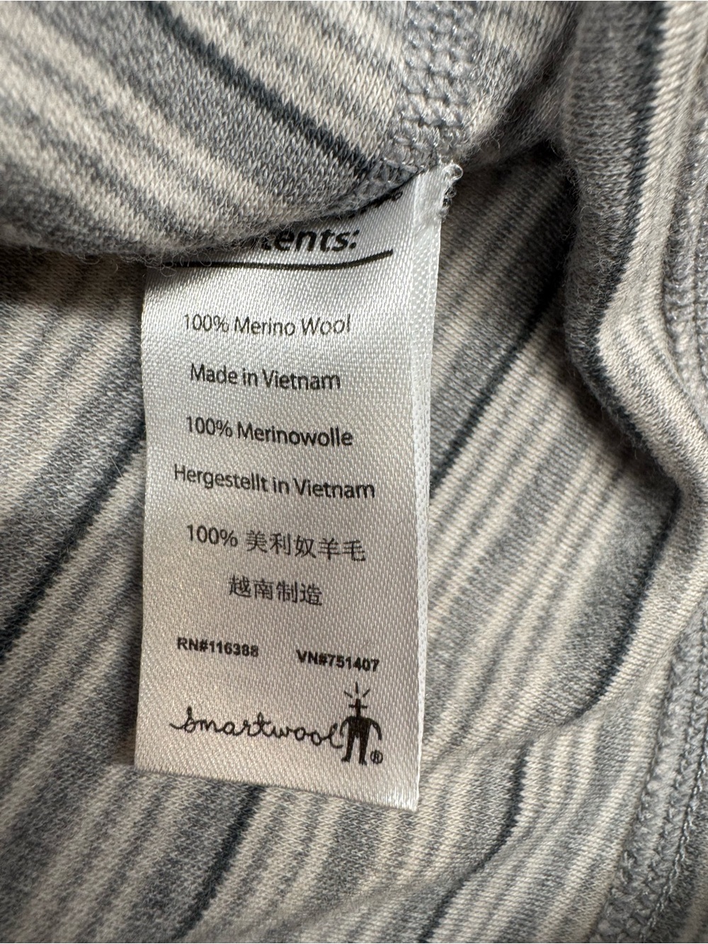 Smartwool Gray Striped Quarter Zip Sweater with Yellow Trim - Picture 6 of 8